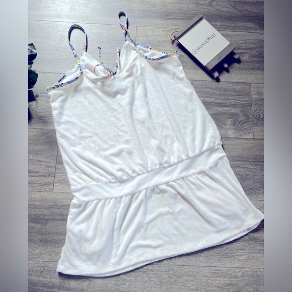 XOXO White Terry Cloth Cover Up Swim Dress with Colorful Trim. Size XL - Picture 5 of 11